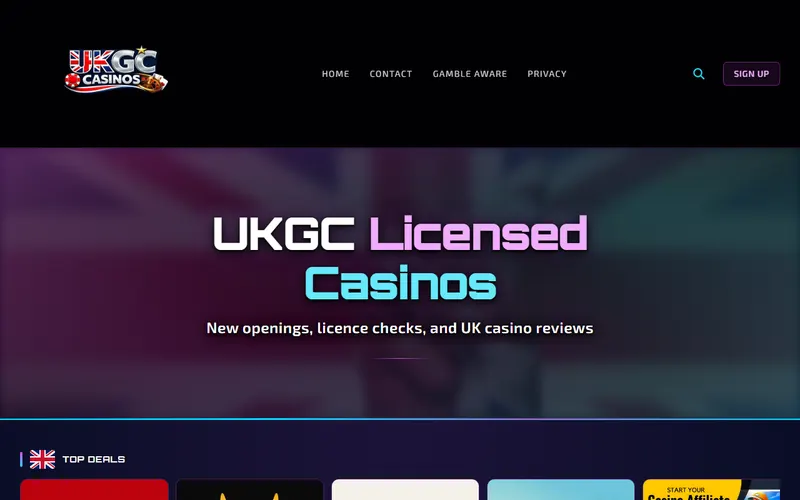 UKGC Casinos homepage, built on BettingWebsiteBuilder