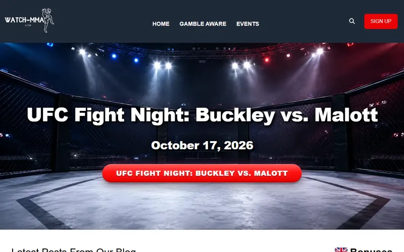 Watch MMA homepage, built on BettingWebsiteBuilder
